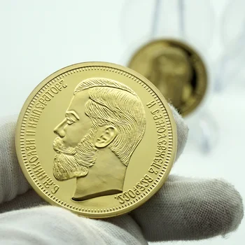 5 шт./лот, 24 К позолоченные монеты 1901 года, Российский император Николай II, 10 Рублевая памятная монета, предметы коллекционирования