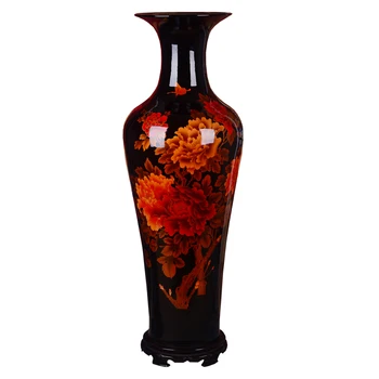 Керамика Цзиндэчжэнь, китайский красный пион, богатый цветок, цветущая напольная ваза, домашняя гостиная, украшения размером 1 м