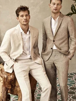 Мужские костюмы 2023, новая мода, летний весенний мужской костюм на двух пуговицах для отдыха, деловой свадьбы, 2 предмета (куртка + брюки), traje hombre